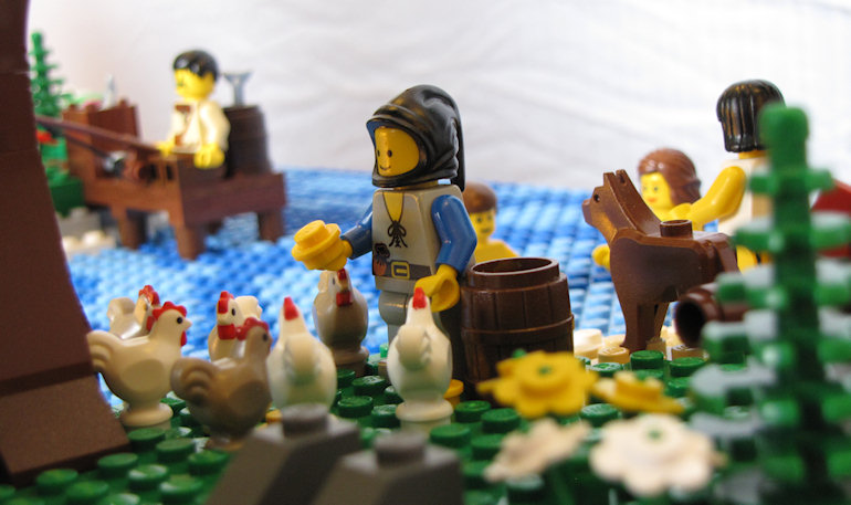 LEGO Lighthouse Feeding Chickens