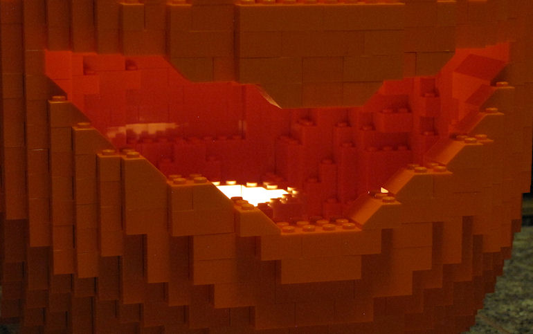 Large LEGO Jack O'Lantern mouth close-up